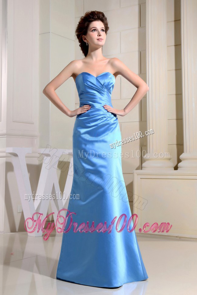 Custom Made Blue Sweetheart and Ruche Wedding Bridesmaid Dress