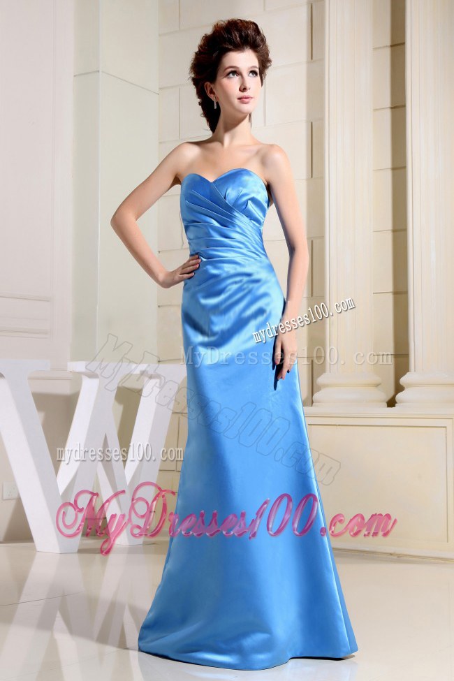 Custom Made Blue Sweetheart and Ruche Wedding Bridesmaid Dress