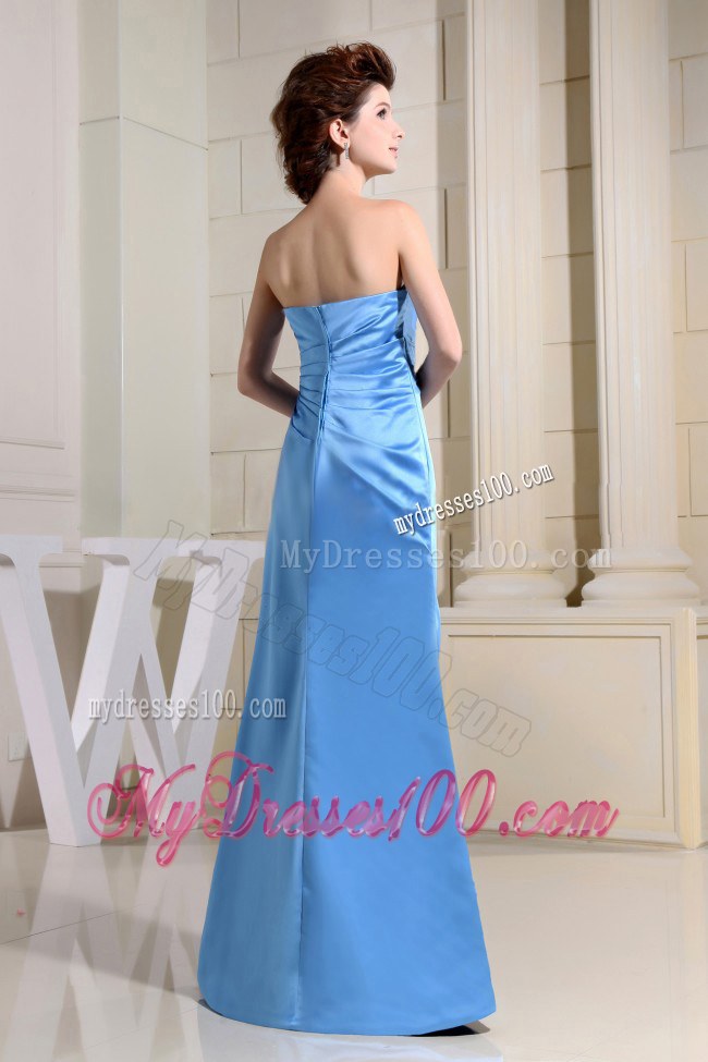 Custom Made Blue Sweetheart and Ruche Wedding Bridesmaid Dress