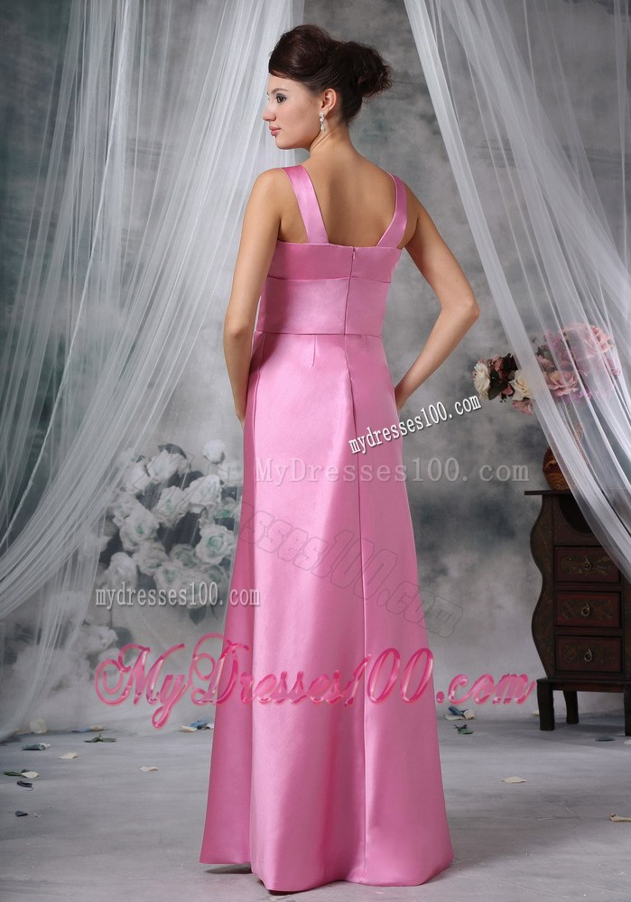 Fitted Wide Straps Rose Pink Sweetheart Dress for Bridesmaid 2013