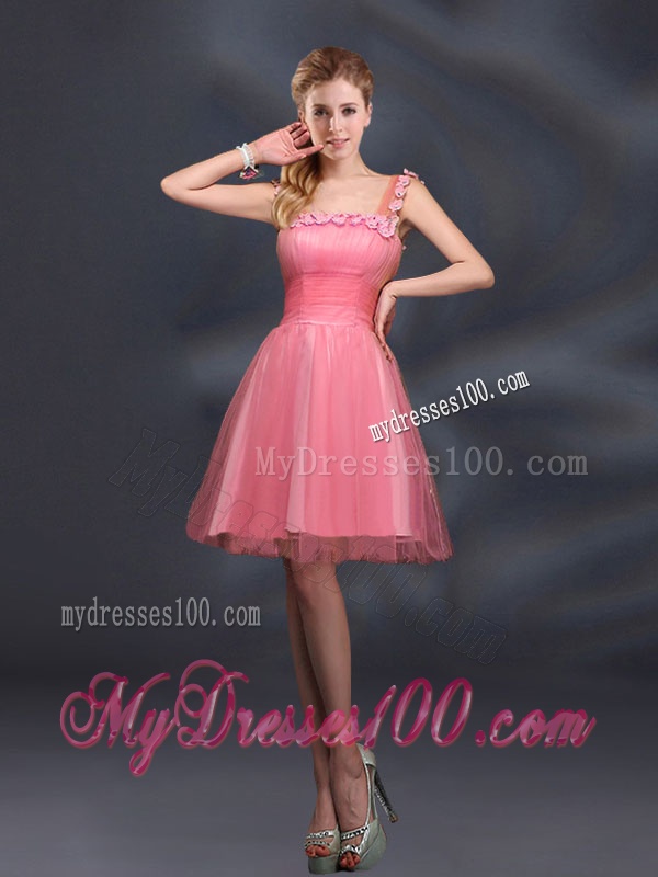Elegant A Line Straps Lilac Bridesmaid Dresses with Appliques