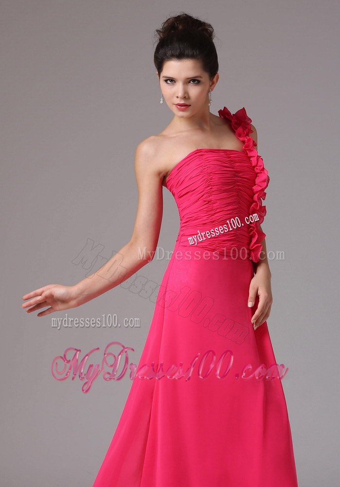 Stylish Coral Red One Shoulder Ruched Decorate Bust Prom Dress With Floor-length In New Milford Connecticut