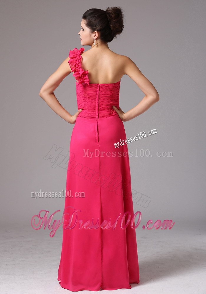 Stylish Coral Red One Shoulder Ruched Decorate Bust Prom Dress With Floor-length In New Milford Connecticut