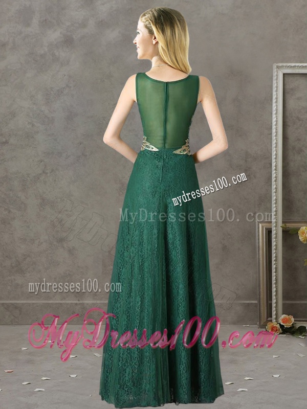 Luxurious V Neck Dark Green Bridesmaid Dress with Appliques and Beading