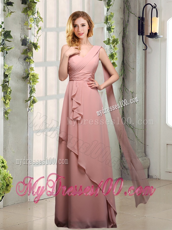 One Shoulder Empire 2016 Bridesmaid Dresses with Ruching