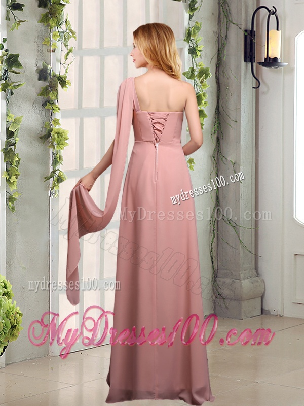 One Shoulder Empire 2016 Bridesmaid Dresses with Ruching