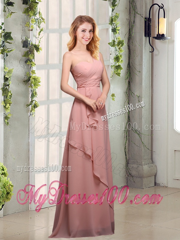 One Shoulder Empire 2016 Bridesmaid Dresses with Ruching