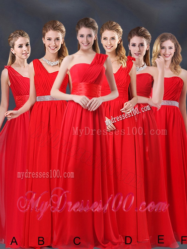 One Shoulder Ruching Empire Bridesmaid Dresses for 2016