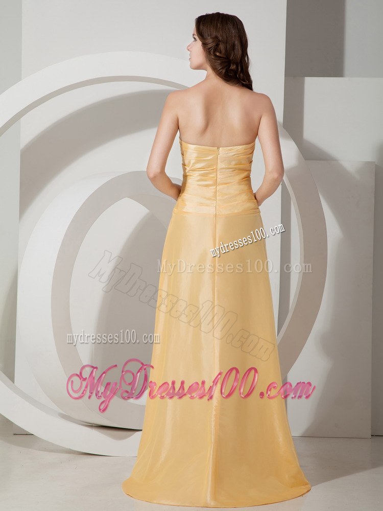Ruch Yellow Empire Sweetheart Brush Taffeta Evening Dress Hi-lo