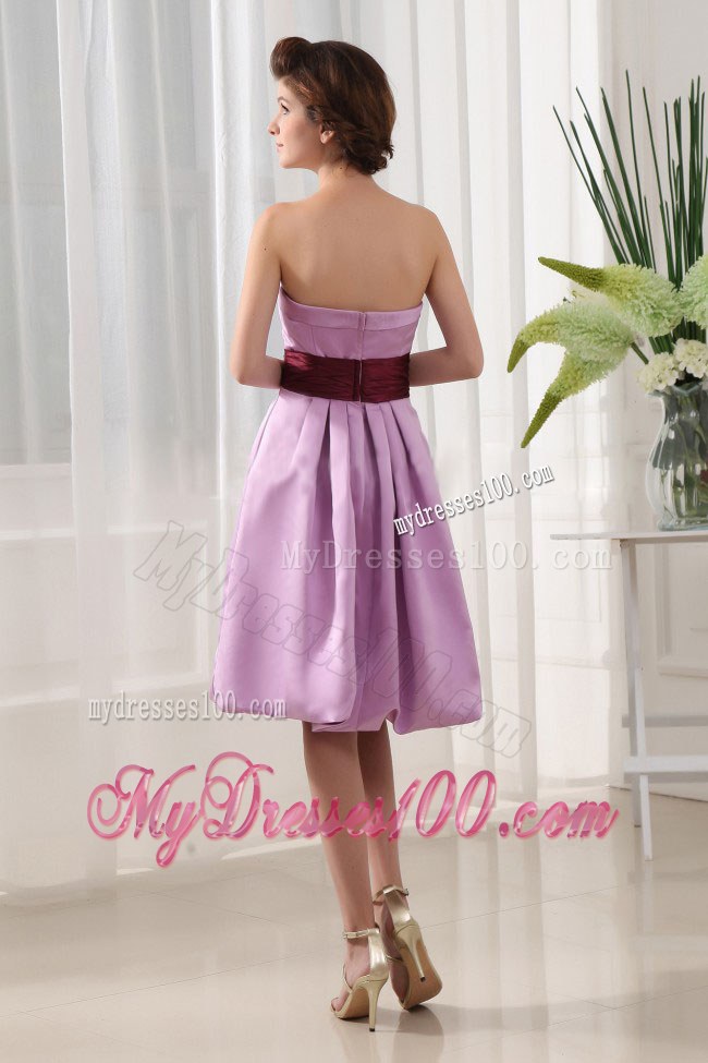 Sashes/Ribbons Simple Lavender Taffeta Knee-length Strapless A-Line Prom Dress