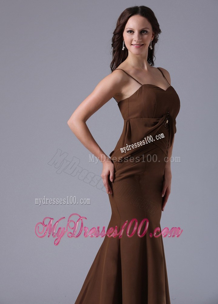 Modest Brown Spagetti Straps Mermaid 2013 Mother Of The Bride Dress With Brush Train In Bethel Connecticut