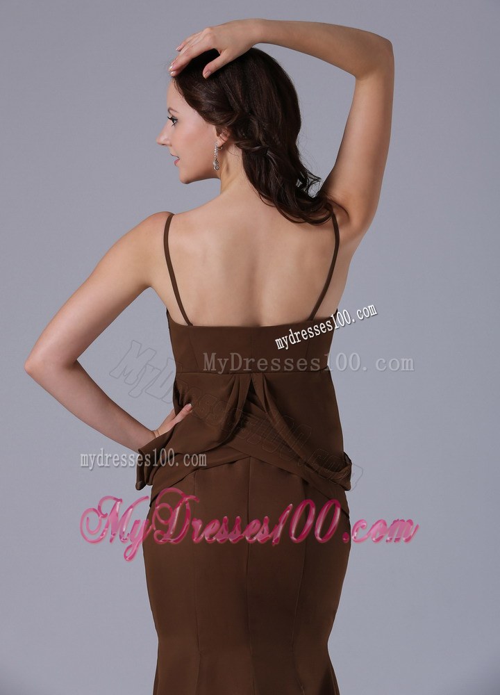 Modest Brown Spagetti Straps Mermaid 2013 Mother Of The Bride Dress With Brush Train In Bethel Connecticut