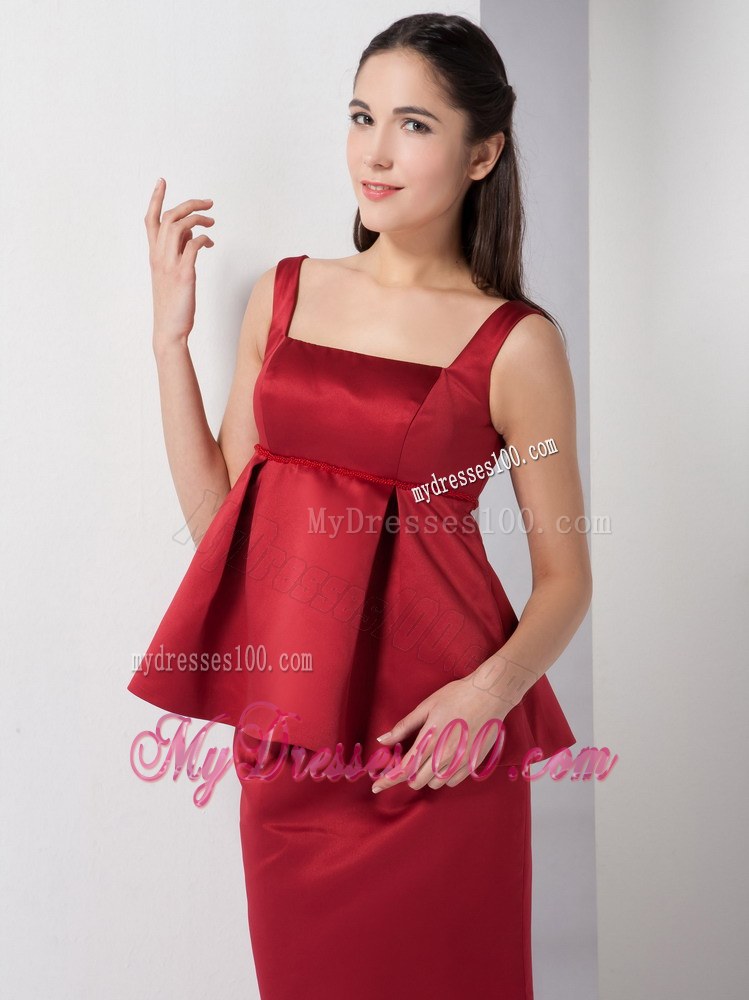 Wine Red Mermaid Straps Bridesmaid Dress Floor-length
