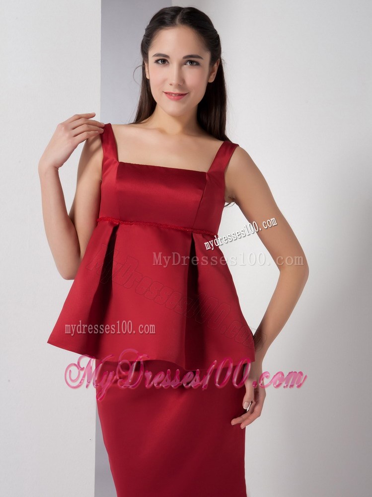 Wine Red Mermaid Straps Bridesmaid Dress Floor-length