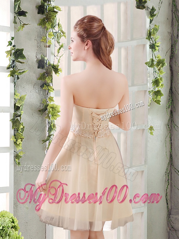 Sweetheart A Line Appliques Champagne Bridesmaid Dress for 2016