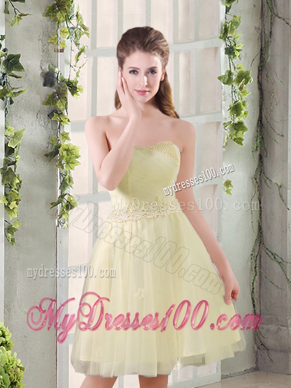 Sweetheart A Line Appliques Champagne Bridesmaid Dress for 2016
