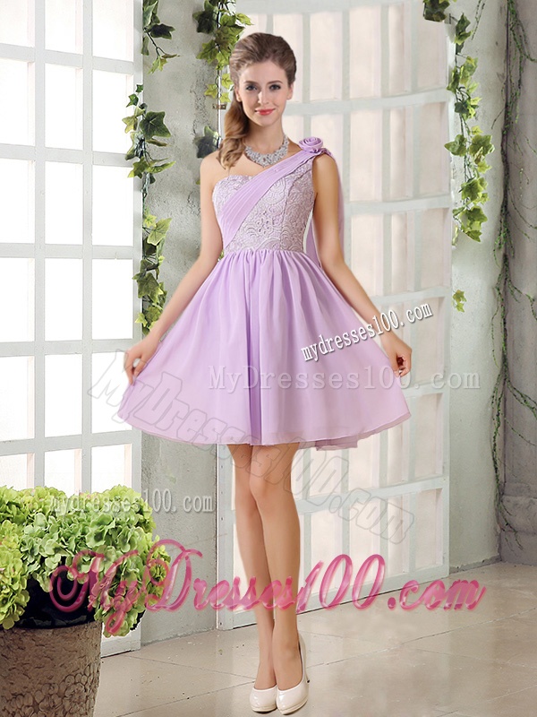 The Most Popular Lilace One Shoulder A line Bridesmaid Dress with Rushing