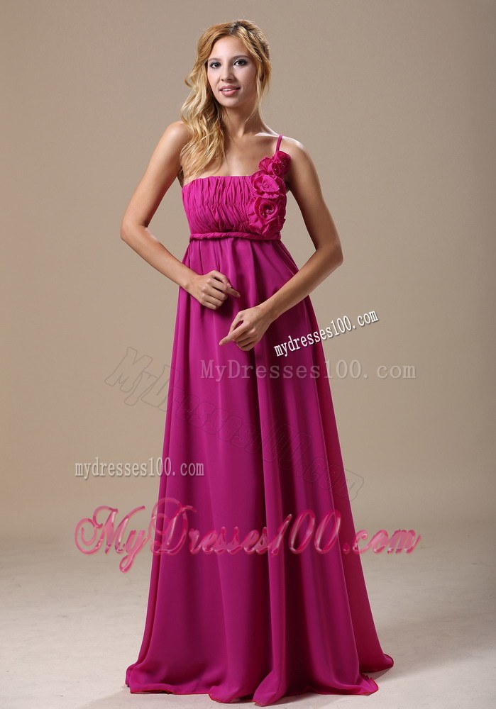 Custom Made One Shoulder Hand Made Flowers In Hartford City For Prom Dress