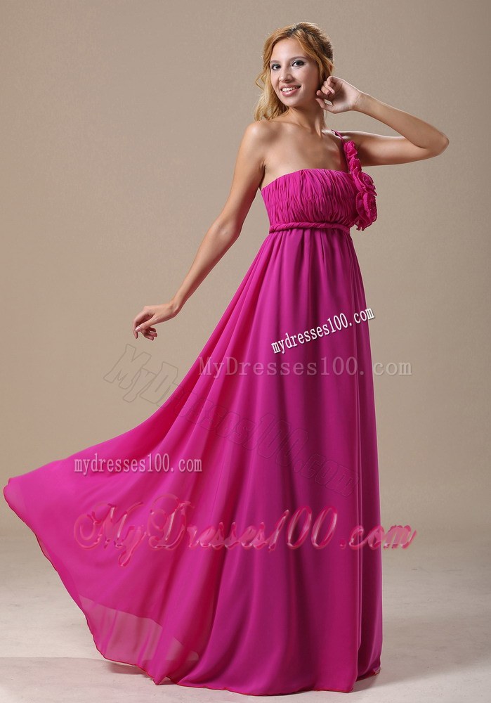 Custom Made One Shoulder Hand Made Flowers In Hartford City For Prom Dress