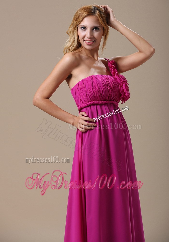 Custom Made One Shoulder Hand Made Flowers In Hartford City For Prom Dress