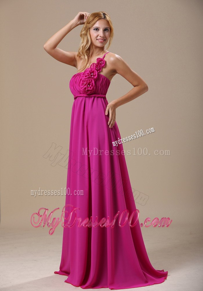 Custom Made One Shoulder Hand Made Flowers In Hartford City For Prom Dress