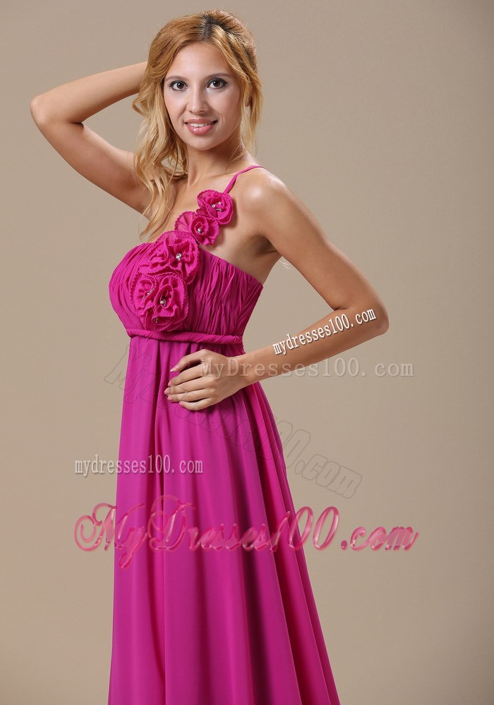 Custom Made One Shoulder Hand Made Flowers In Hartford City For Prom Dress
