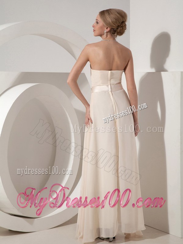 Custom Made Off White Bridesmaid Dress with Sash and Brooch Bow