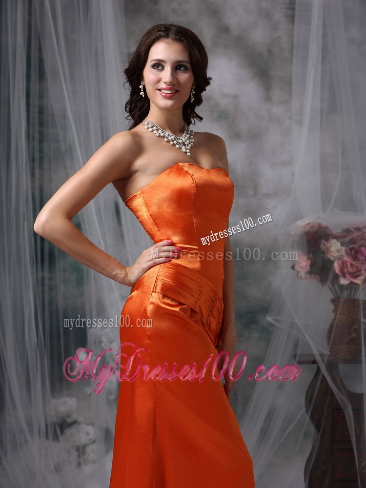 Elegant Orange Red Prom Dress Column / Sheath Strapless