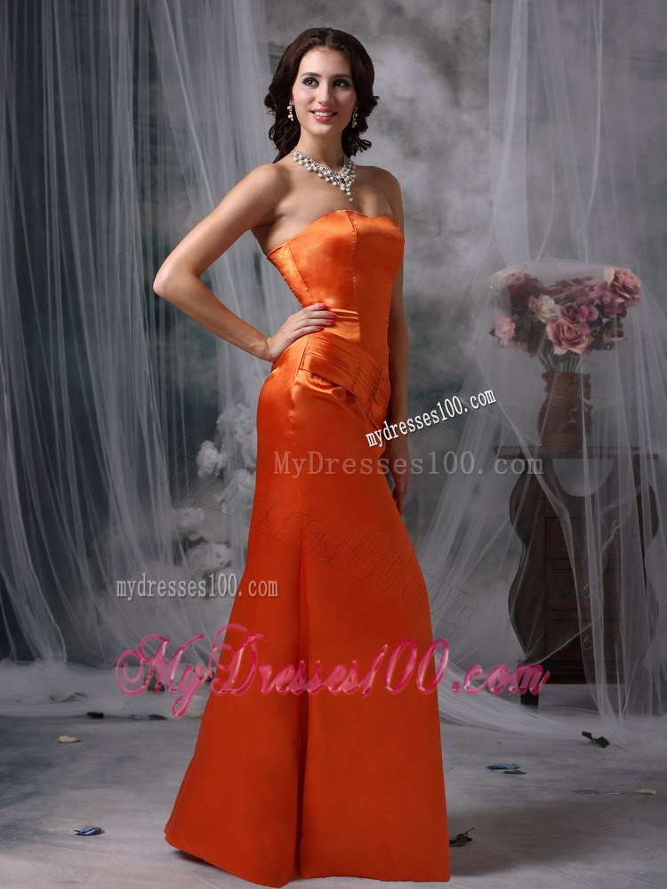 Elegant Orange Red Prom Dress Column / Sheath Strapless
