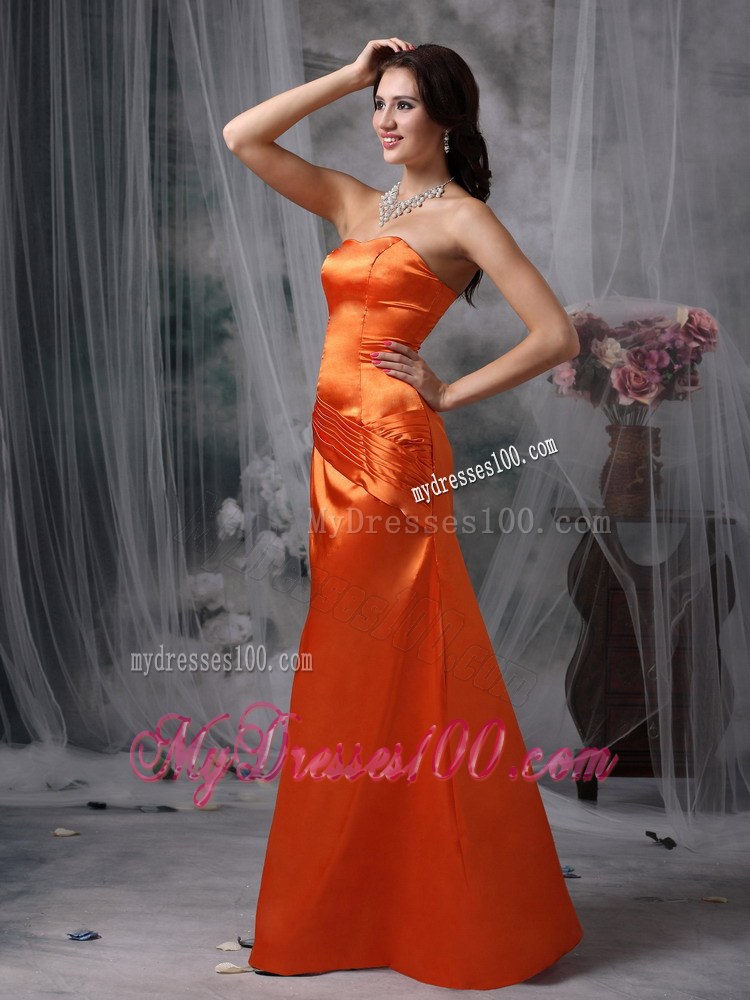 Elegant Orange Red Prom Dress Column / Sheath Strapless