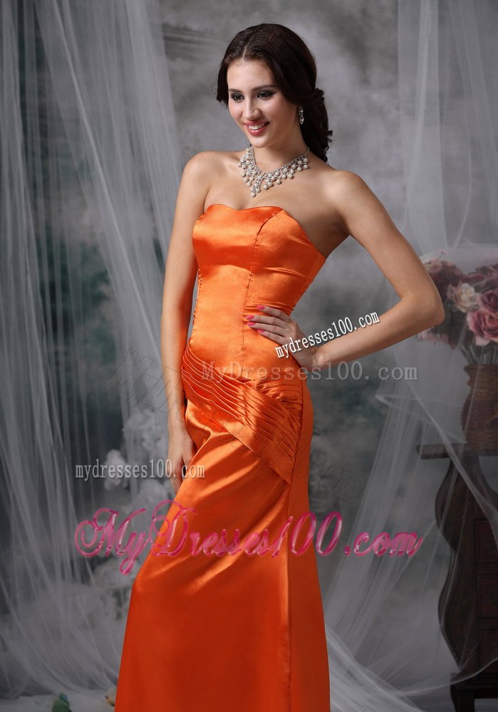Elegant Orange Red Prom Dress Column / Sheath Strapless