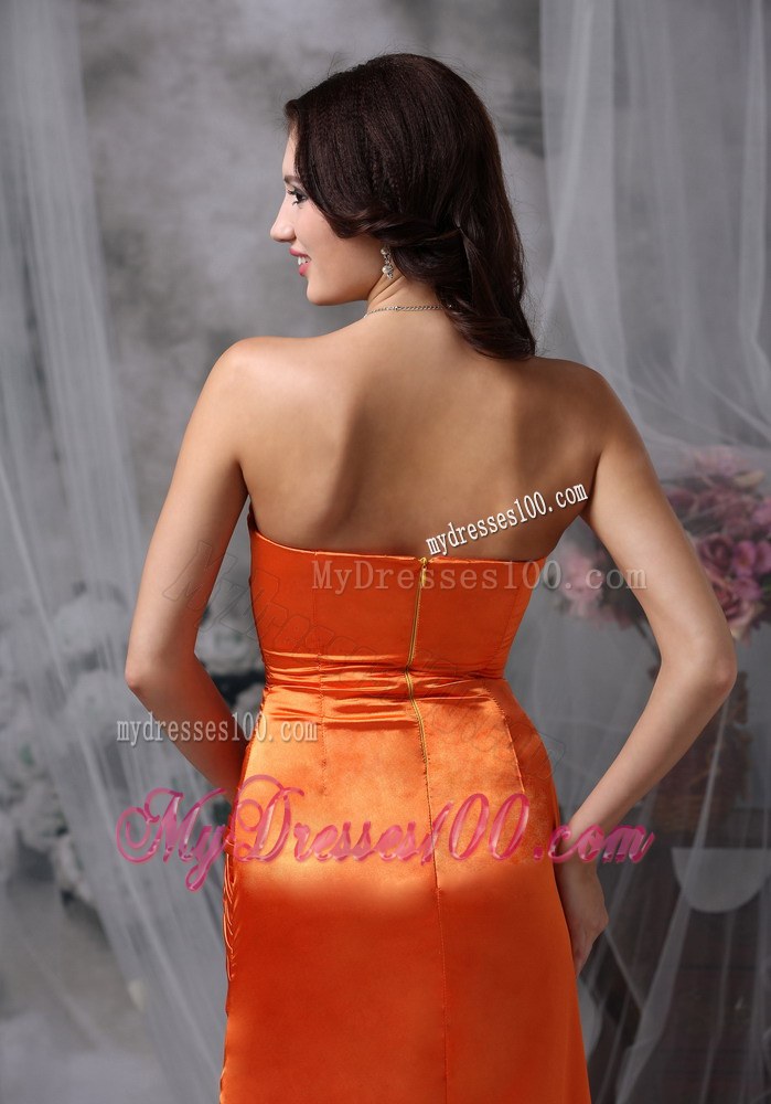 Elegant Orange Red Prom Dress Column / Sheath Strapless