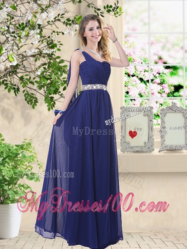 Wonderful Ruched Navy Blue Bridesmaid Dresses with V Neck