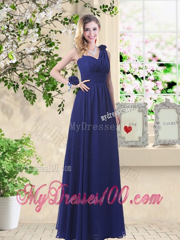 Wonderful Ruched Navy Blue Bridesmaid Dresses with V Neck