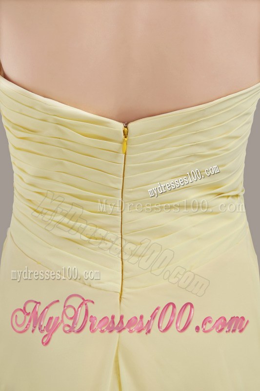 Yellow Empire Sweetheart Neck Chiffon Ruche Bridesmaid Dress