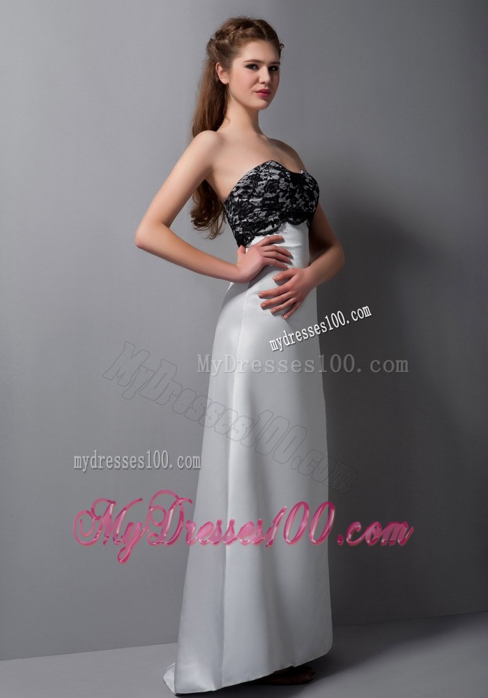 Customize Gray and black A-line Bridesmaid Dress Lace Decorate