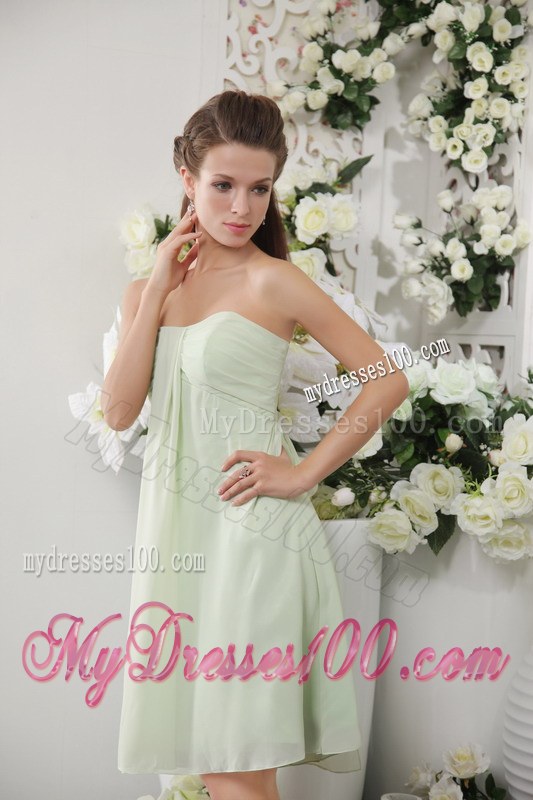 Apple Green Empire Chiffon Bridesmaid Dress in Knee-length