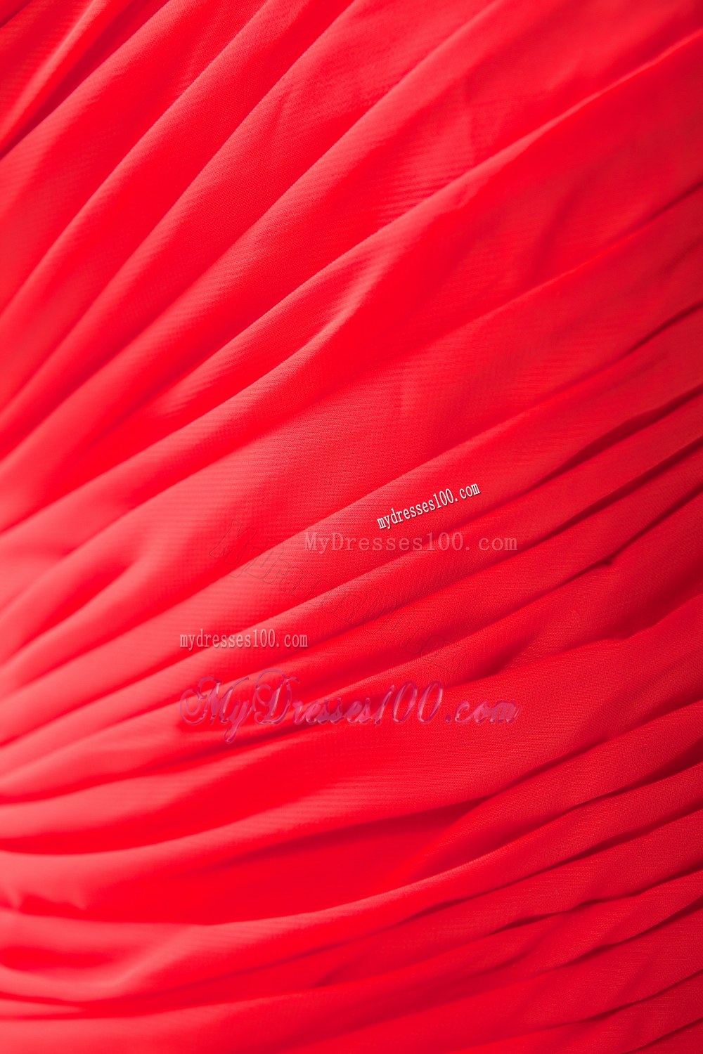 2013 Red Column Style One Shoulder Bridesmaid Dress with Pleats