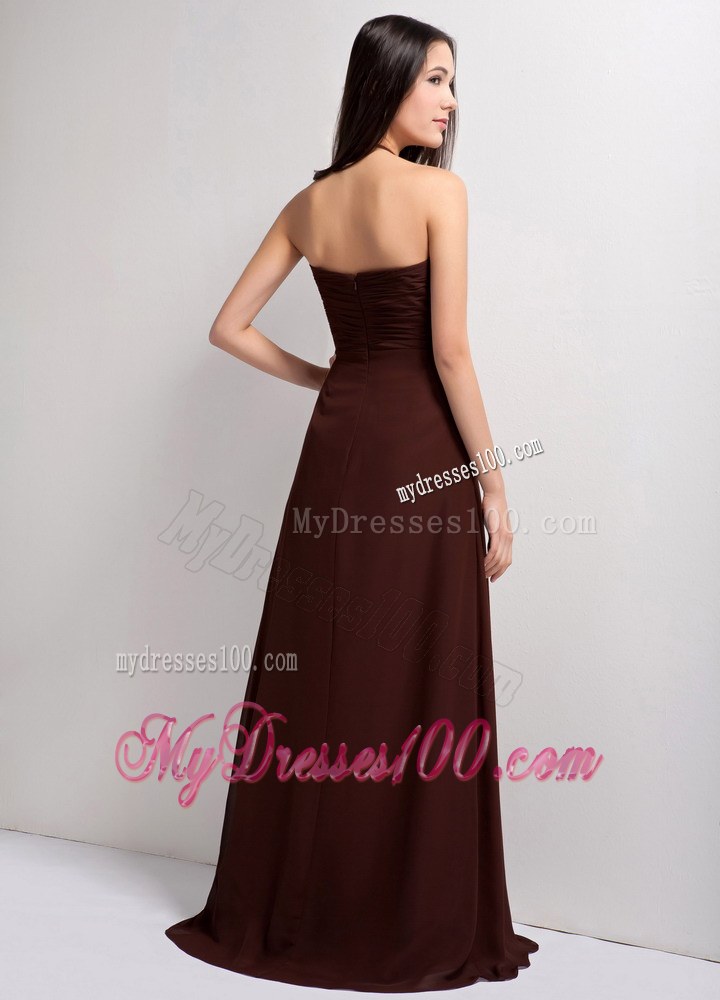 Brown Sweetheart Hand Made Flowers Decorate Bridesmaid Dress