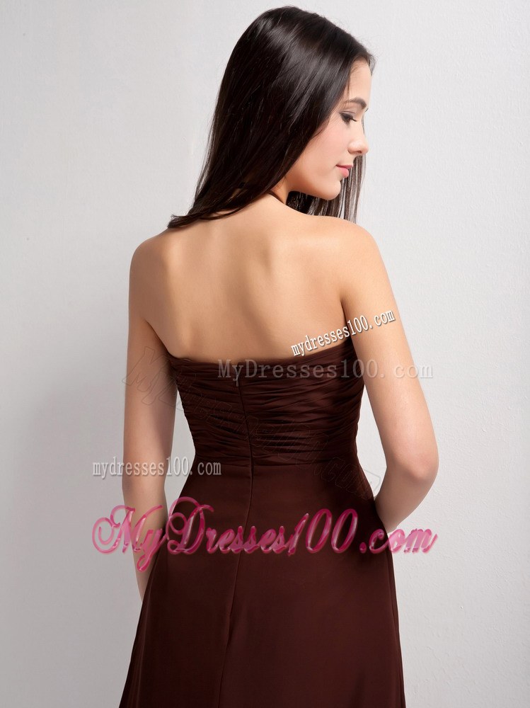 Brown Sweetheart Hand Made Flowers Decorate Bridesmaid Dress
