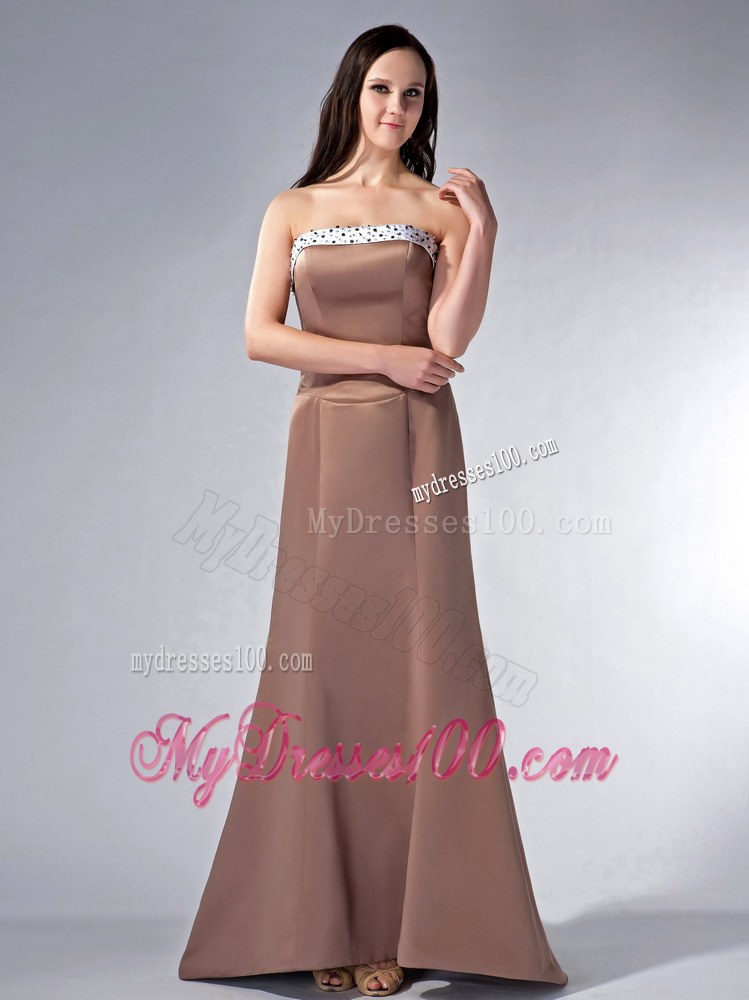 2013 Impression Brown Column Bridesmaid Dress with Beading