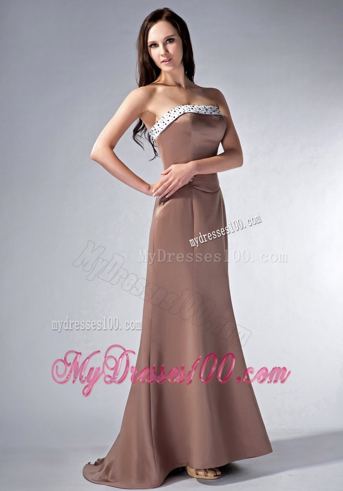 2013 Impression Brown Column Bridesmaid Dress with Beading