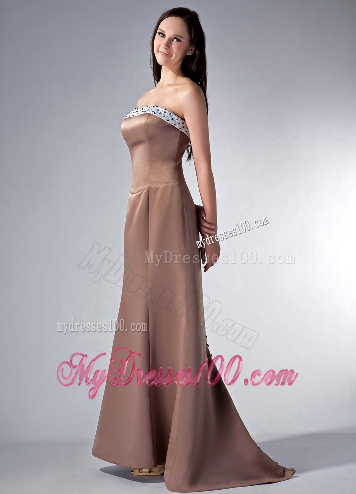 2013 Impression Brown Column Bridesmaid Dress with Beading