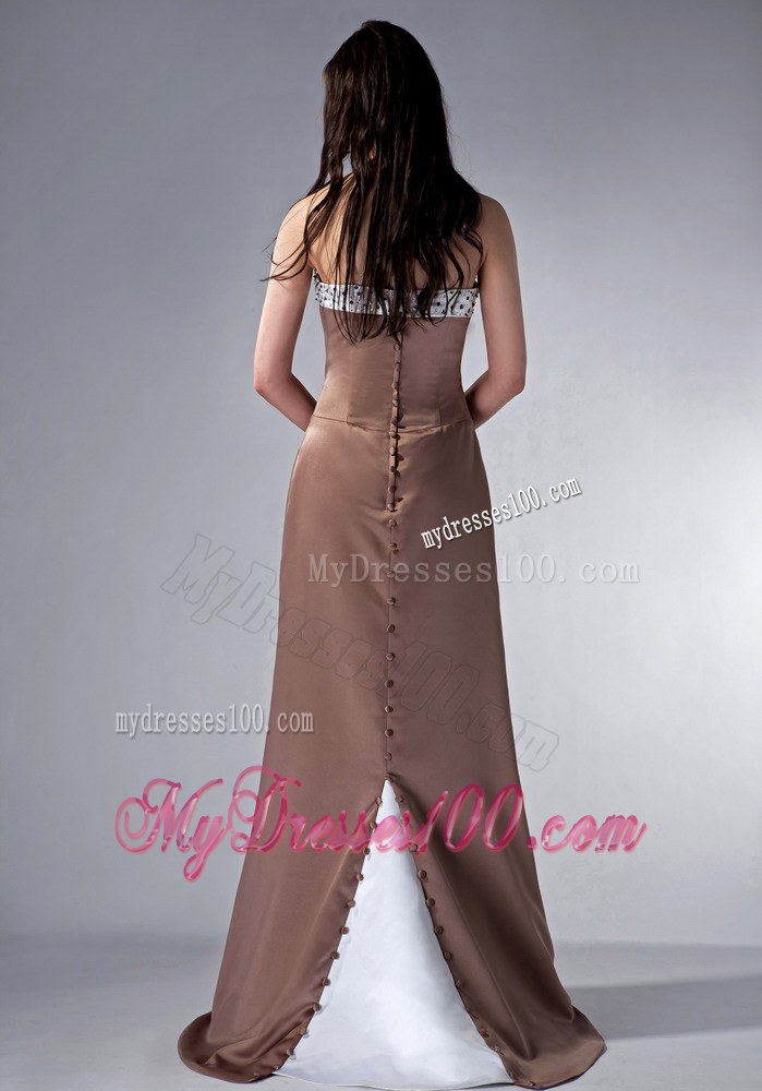 2013 Impression Brown Column Bridesmaid Dress with Beading