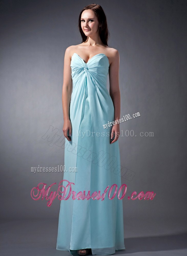 Custom Made Baby Blue Column Sweetheart Bridesmaid Dress Ruched