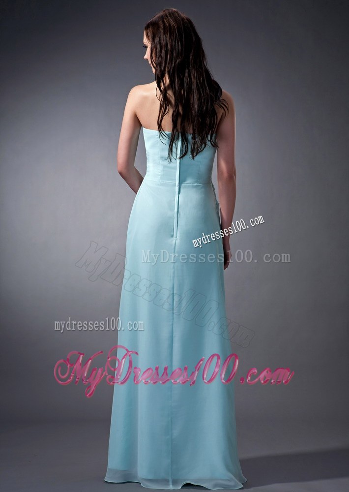 Custom Made Baby Blue Column Sweetheart Bridesmaid Dress Ruched