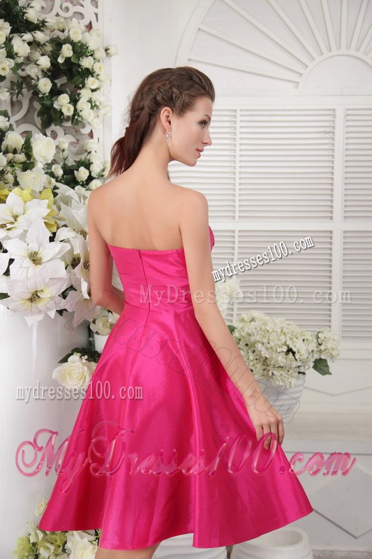 Discount Empire Knee-length Style Bridesmaid Dress in Hot Pink