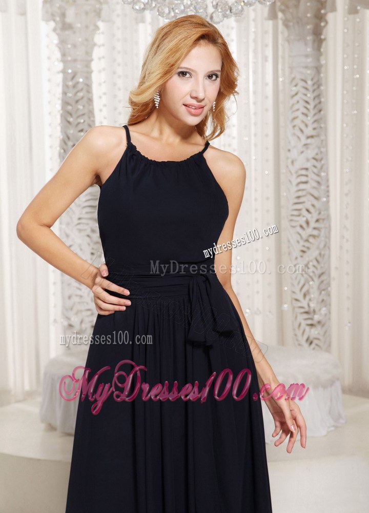 Sheath Scoop Black Custom Made Bridesmaid Dress Sash Decorate