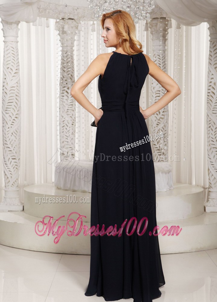 Sheath Scoop Black Custom Made Bridesmaid Dress Sash Decorate