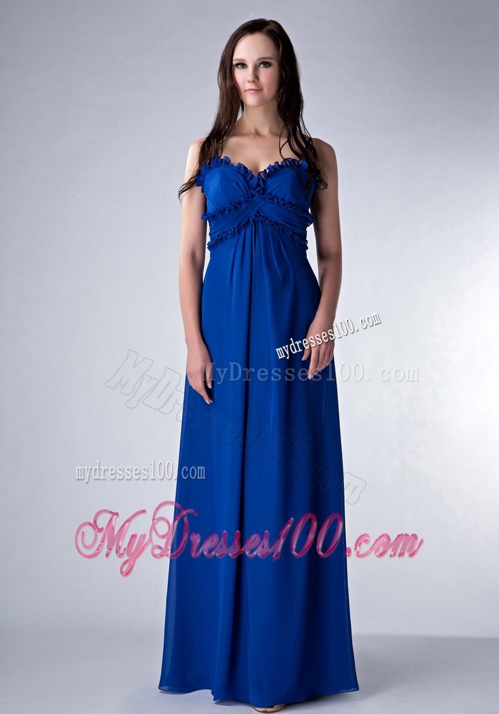 Popular Royal Blue Empire Chiffon Bridesmaid Dress with Straps